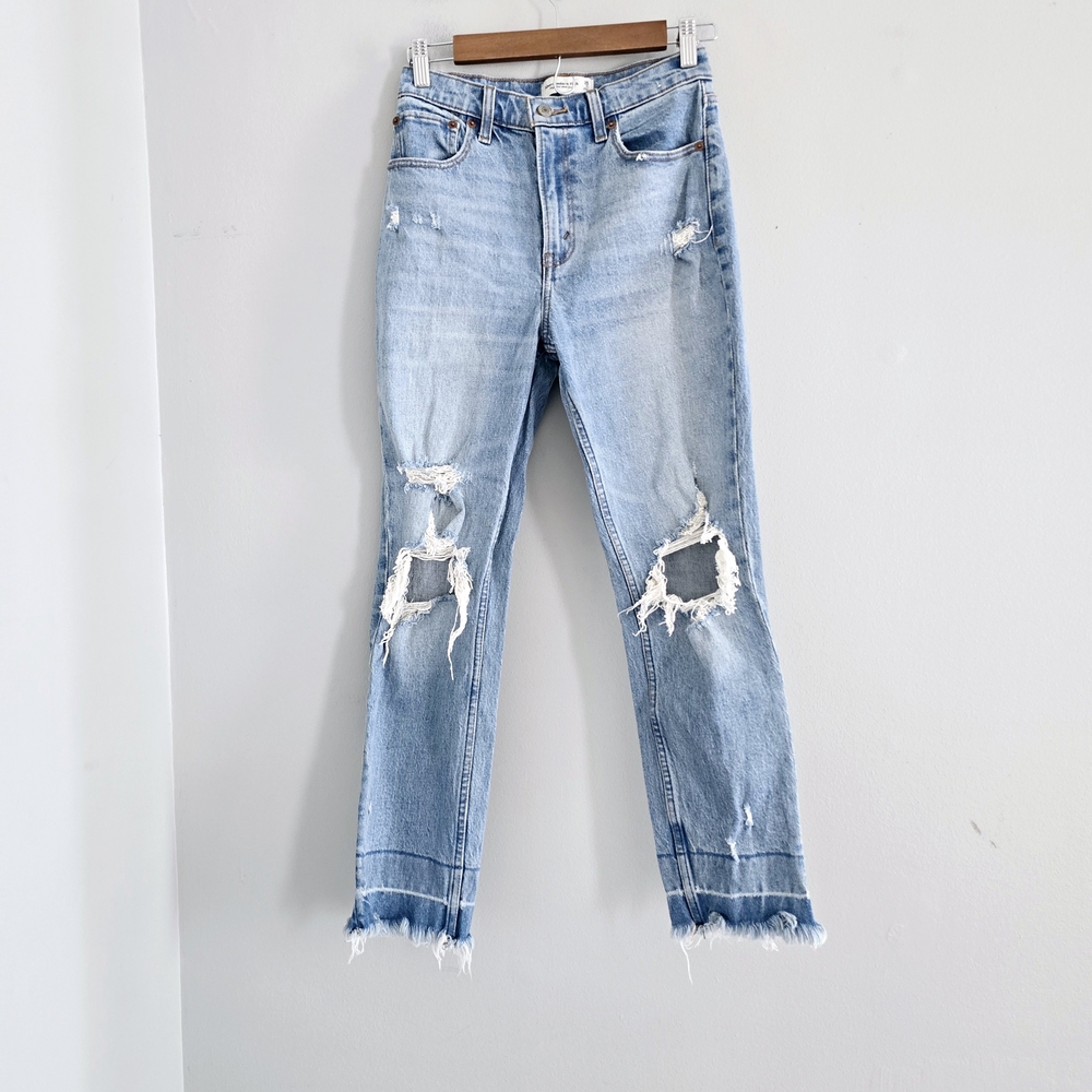 Abercrombie & Fitch Light Blue High Rise Distressed Jeans
